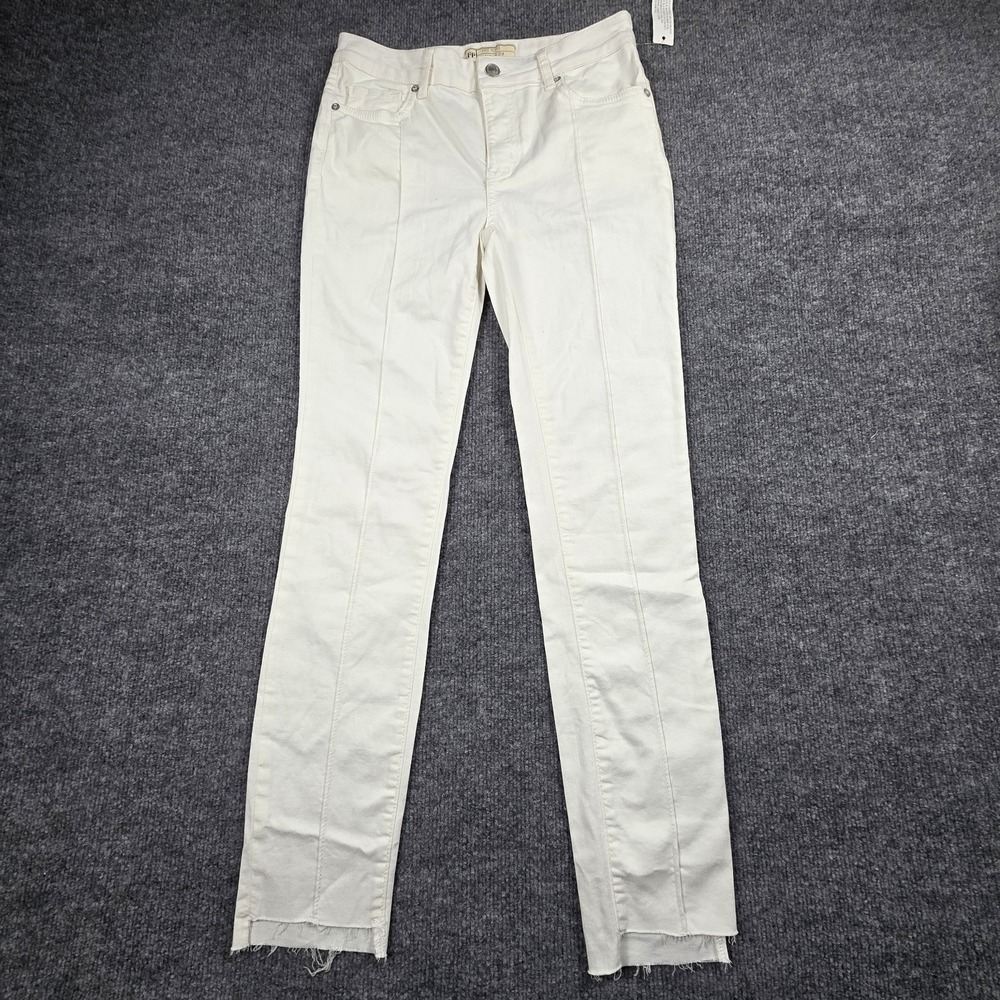 Free People Women's White Denim Jeans‎ 27 Raw Hem Clean Girl Preppy Tenniscore
